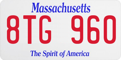 MA license plate 8TG960