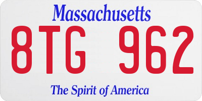 MA license plate 8TG962
