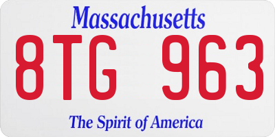 MA license plate 8TG963
