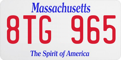 MA license plate 8TG965