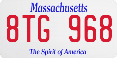 MA license plate 8TG968