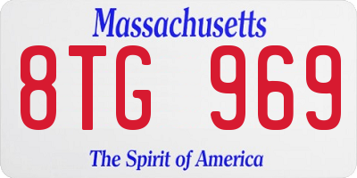 MA license plate 8TG969
