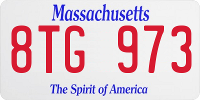 MA license plate 8TG973