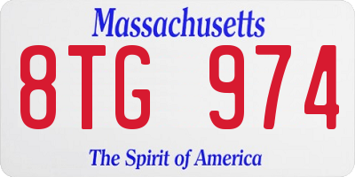 MA license plate 8TG974