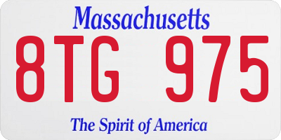 MA license plate 8TG975