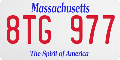 MA license plate 8TG977
