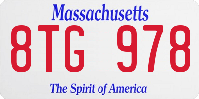 MA license plate 8TG978