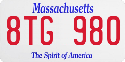 MA license plate 8TG980