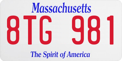MA license plate 8TG981