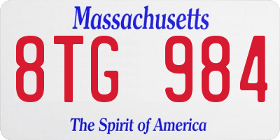 MA license plate 8TG984