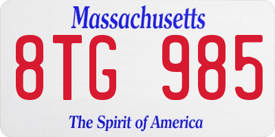 MA license plate 8TG985