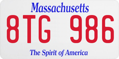 MA license plate 8TG986