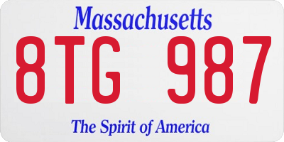 MA license plate 8TG987