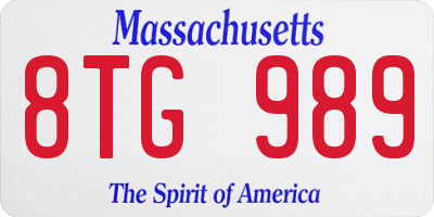 MA license plate 8TG989