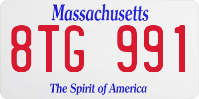 MA license plate 8TG991