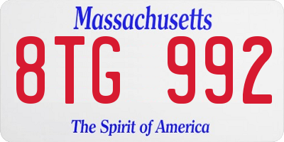 MA license plate 8TG992