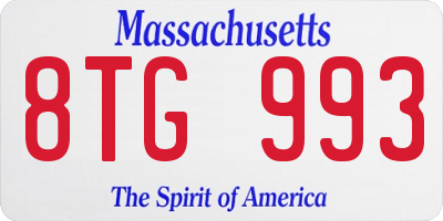 MA license plate 8TG993