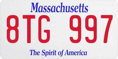 MA license plate 8TG997