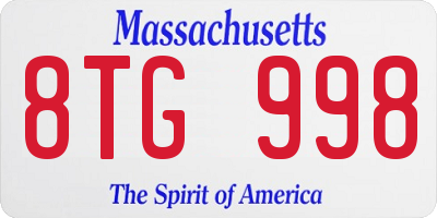 MA license plate 8TG998