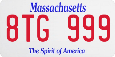 MA license plate 8TG999