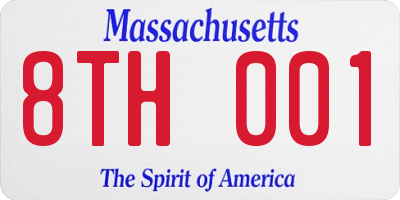 MA license plate 8TH001