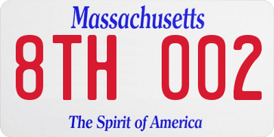 MA license plate 8TH002