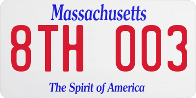 MA license plate 8TH003