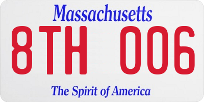 MA license plate 8TH006