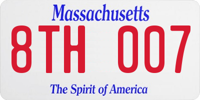 MA license plate 8TH007