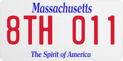 MA license plate 8TH011