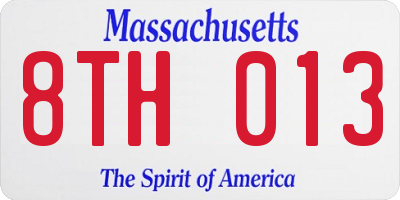 MA license plate 8TH013