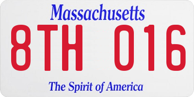 MA license plate 8TH016