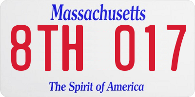 MA license plate 8TH017