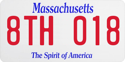 MA license plate 8TH018