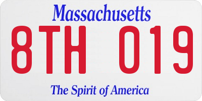 MA license plate 8TH019