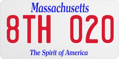 MA license plate 8TH020