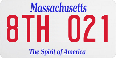 MA license plate 8TH021