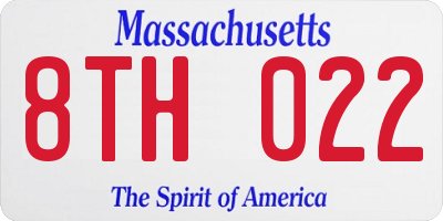 MA license plate 8TH022