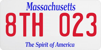 MA license plate 8TH023