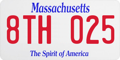 MA license plate 8TH025
