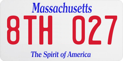 MA license plate 8TH027