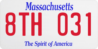 MA license plate 8TH031