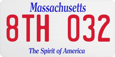 MA license plate 8TH032
