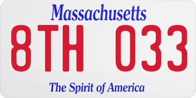 MA license plate 8TH033