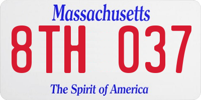 MA license plate 8TH037