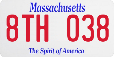 MA license plate 8TH038