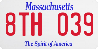 MA license plate 8TH039