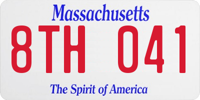 MA license plate 8TH041