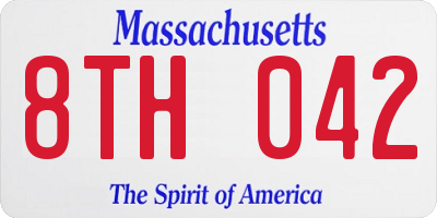 MA license plate 8TH042