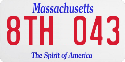 MA license plate 8TH043